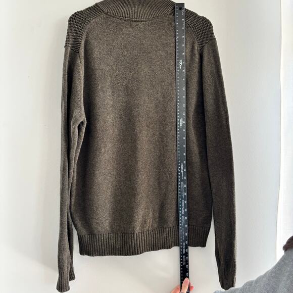 Banana Republic Men's Quarter Zip Waffle Knit Green Sweater Size Large - Picture 3 of 5